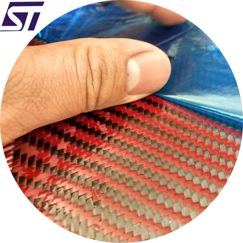 Высокопроизводительная углеродная и красная арамидная гибридная ткань Prepreg