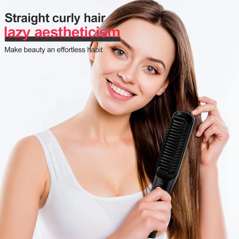 4800Mah Wireless Hair Straightener Comb Type C Charging Interface Travel  Home Use PTC Hot Straightener Hair Styler Comb