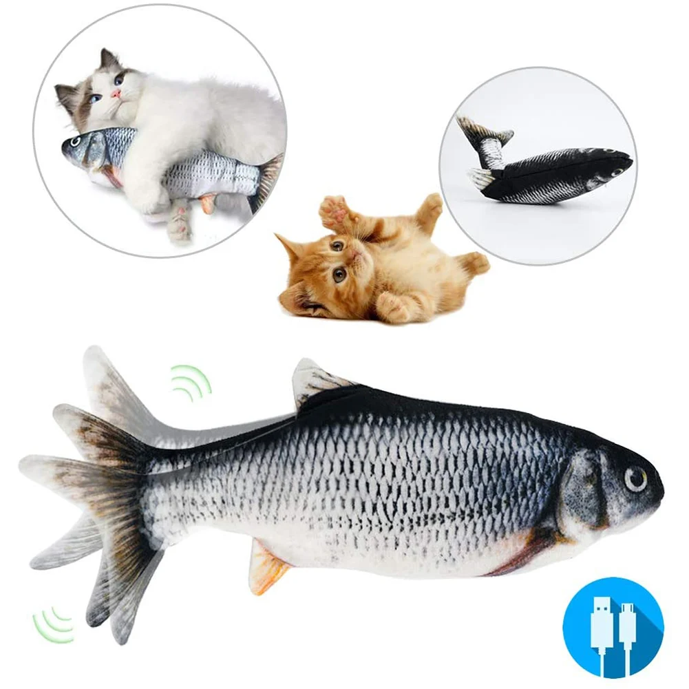 Electric Pet Dancing Fish Cat Toy Fish USB Charging Toy Cat Interactive Floppy Flopping Cat Kicker Fish Catnip Toys