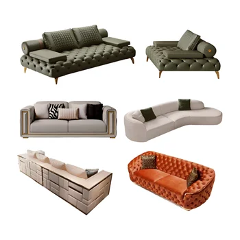 Italian Luxury Home Furniture high End Modern white Leather sofa set furniture living room