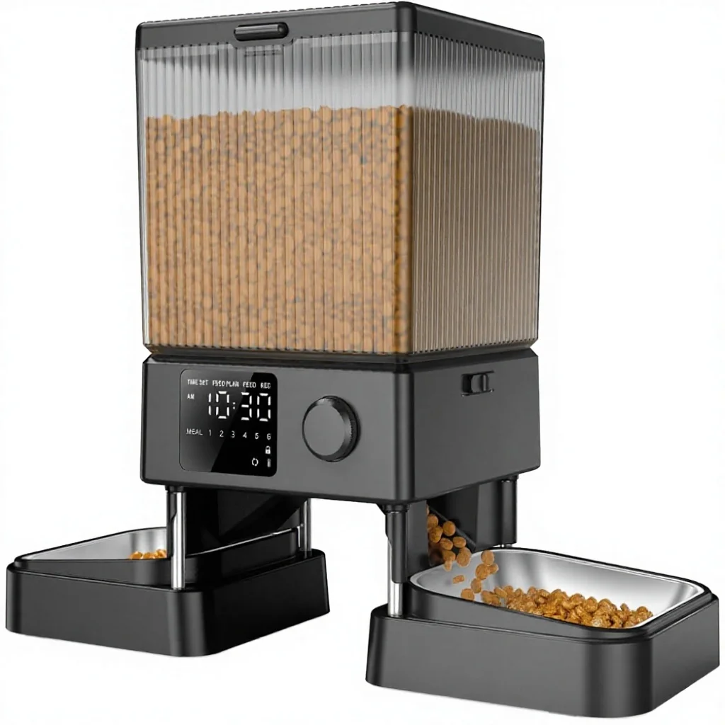 Smart automatic pet feeder with 1080P 4K camera WiFi app control 5L stainless steel bowl
