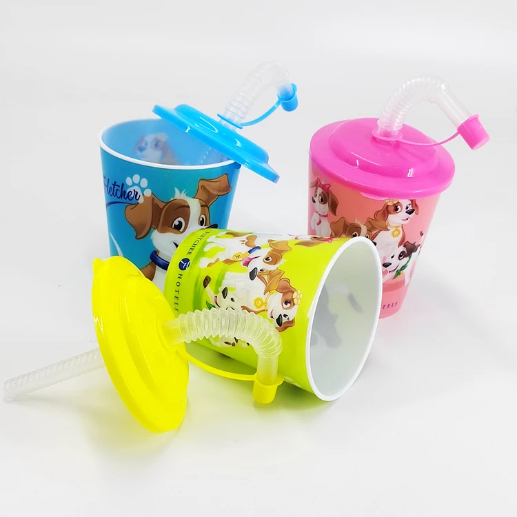 3D Lenticular Iml Printing Pp Custom Cheap Kids Promotional Plastic Cup with Lid and Straw