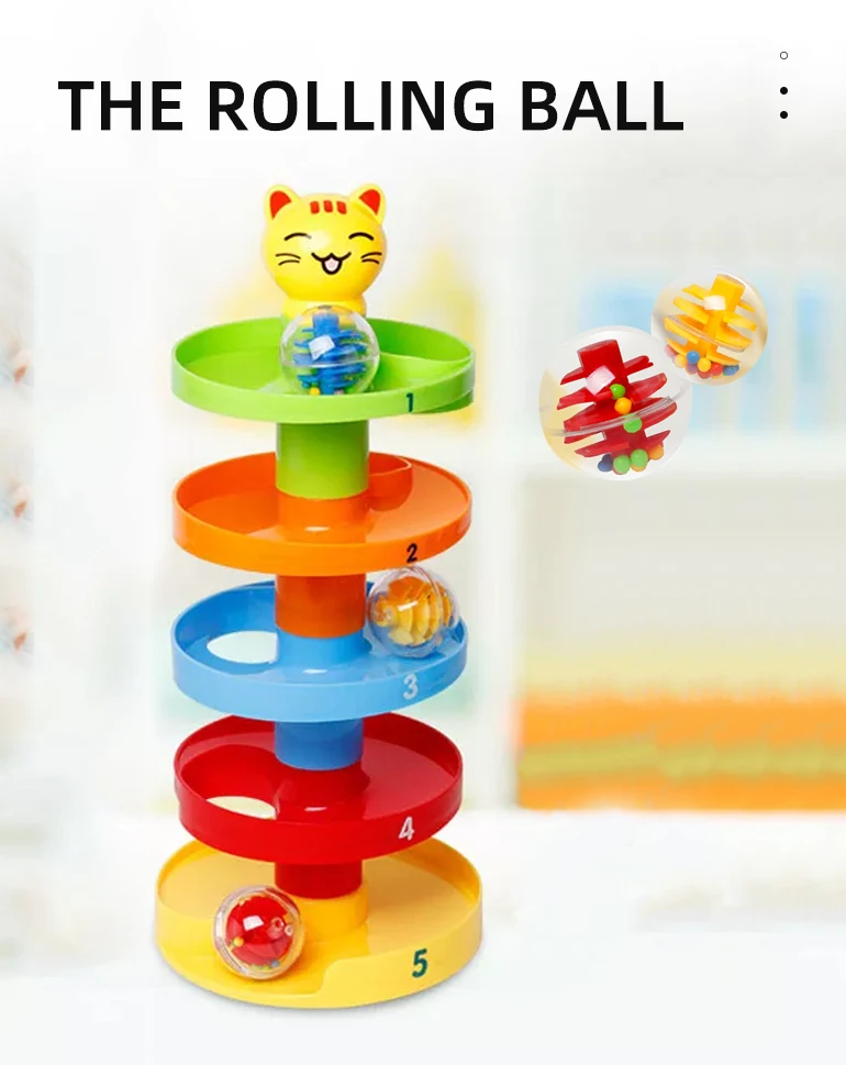 Juguetes de bebe 5 layers rotating track rolling ball tower toy baby early education rolling ball track toy