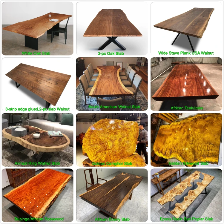 Factory Live Edge Walnut Solid Wooden Slab Dining Table Restaurant Kitchen Table Tops Custom
