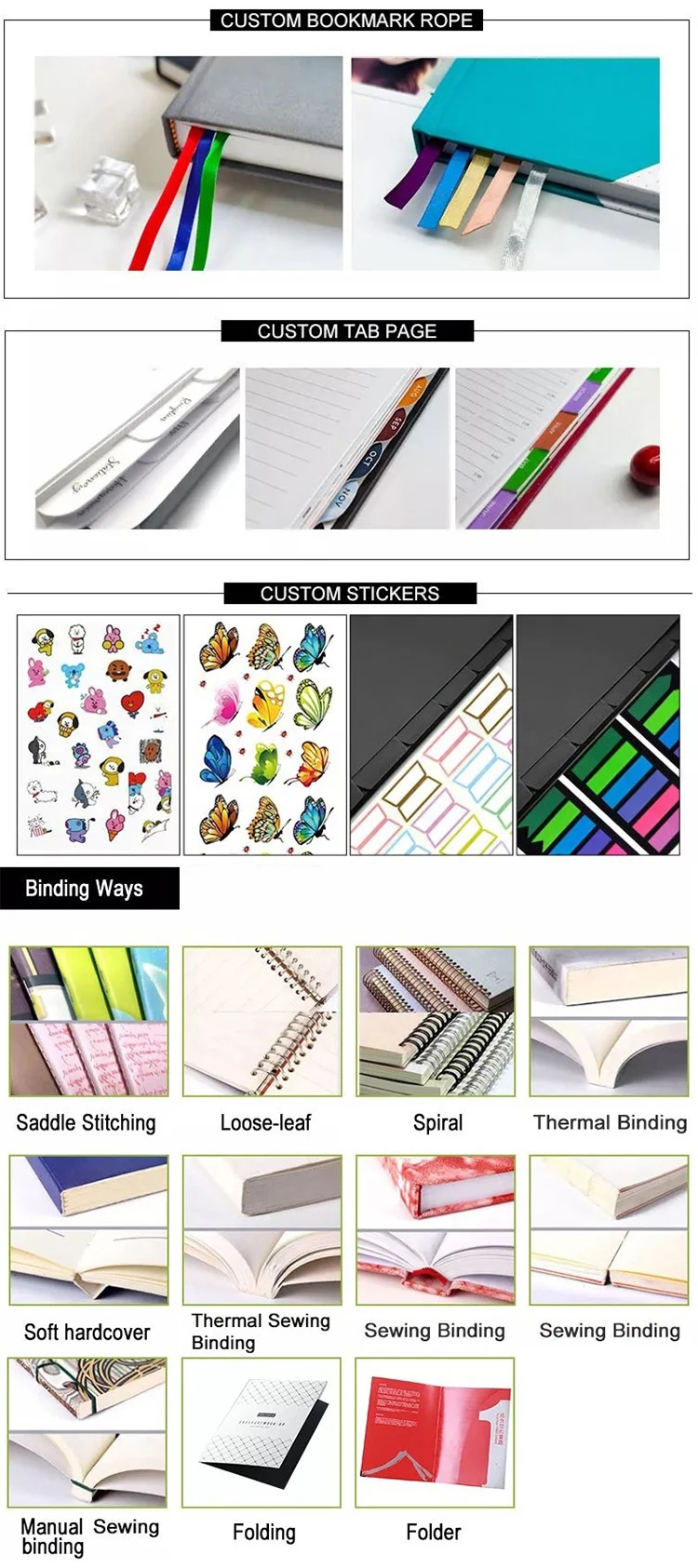 Custom Logo Spiral Coil Sketchbook Kraft Paper Notebook Diary Journal