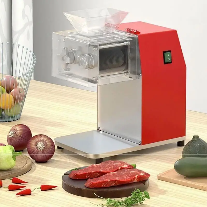 TEBAK Electric Meat Slicer 1100W Meat Cutter Shredder Commercial Fish Fillet Meat Slicer Raised Feed Inlet Grinder