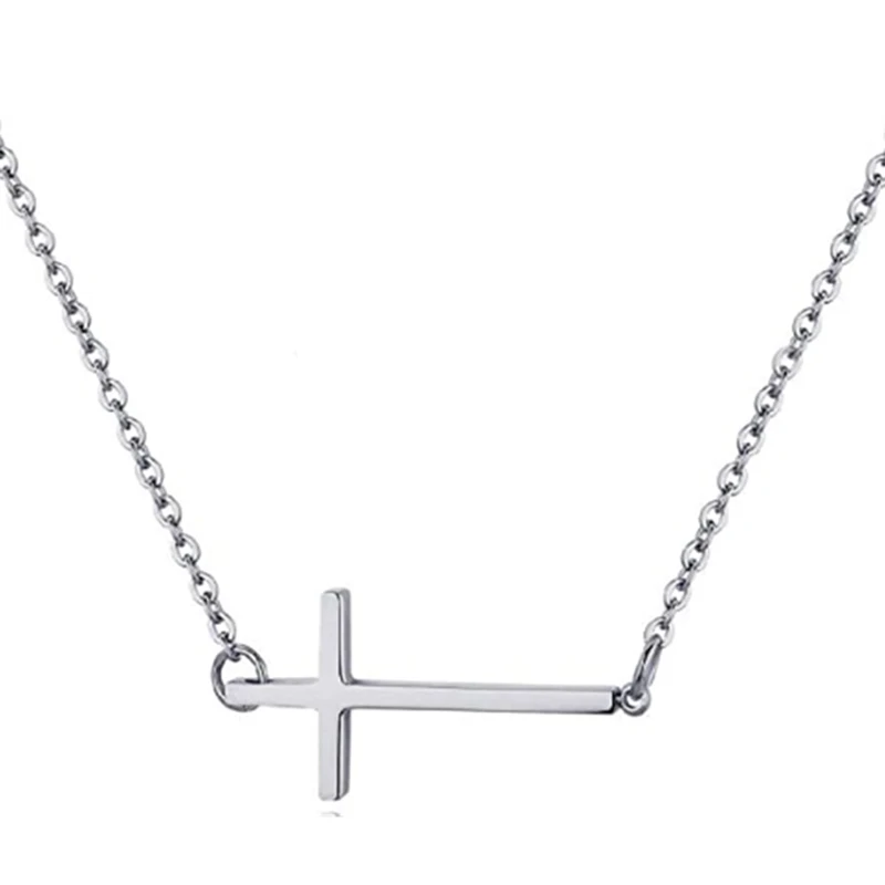 Sideways Cross Necklace 18k Gold Plated 
