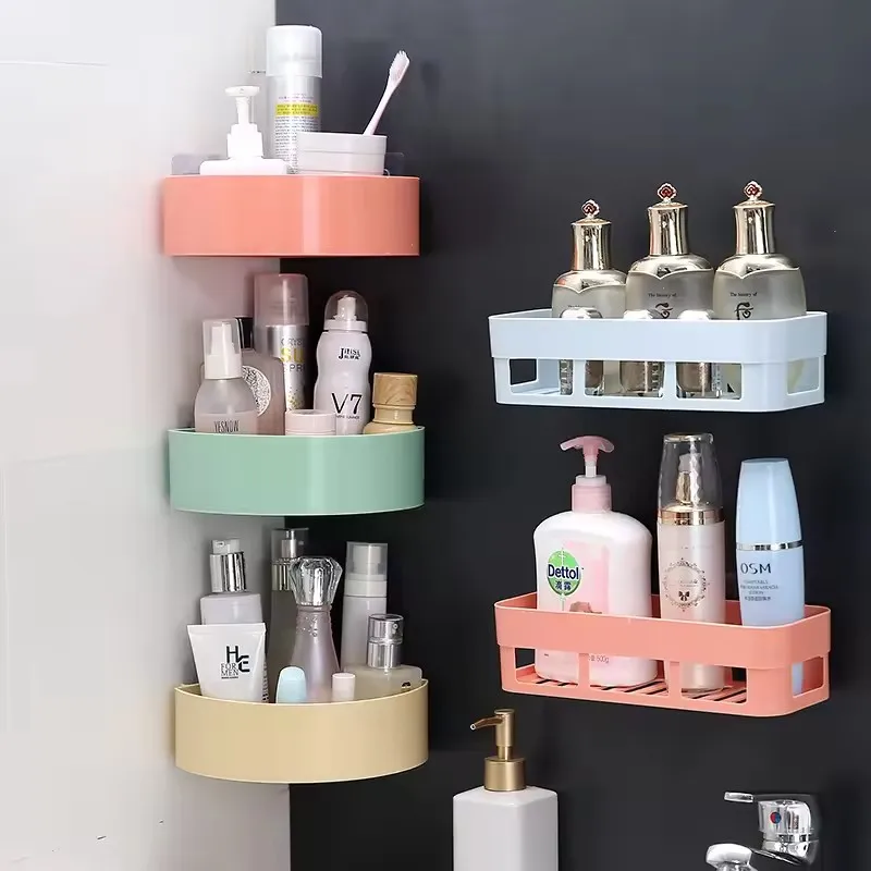 Hot Sale Wholesale Price Bathroom Shelving Wall Hanging Bathroom Perforation-Free Suction Cup Bathroom Storage Tripod