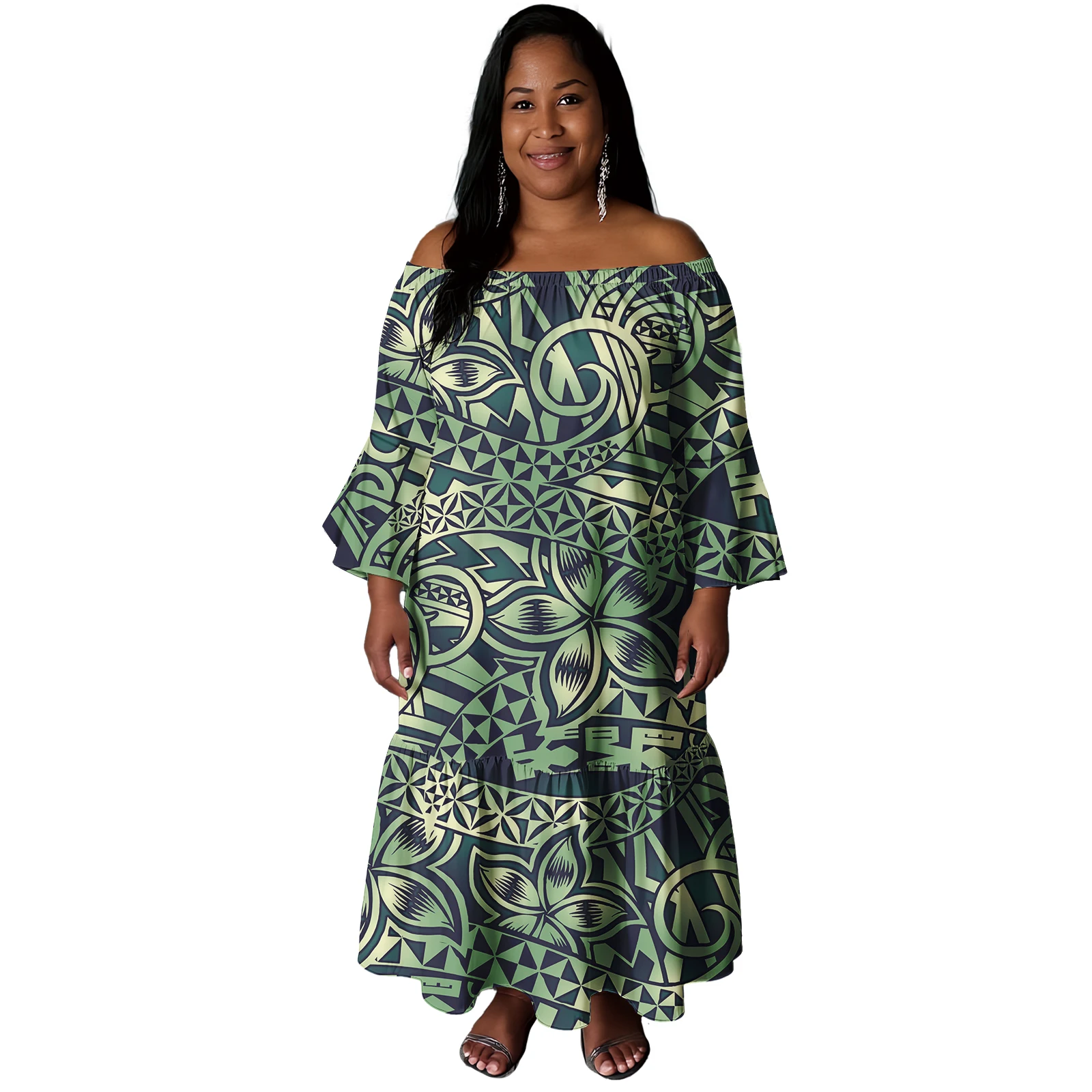 loose dress of hawaiian Pacific Island Art Hawaiian Design Fishtail Dress Long Mermaid Loose Dress  Polynesian Elegant Party Dresses for Women| Alibaba.com