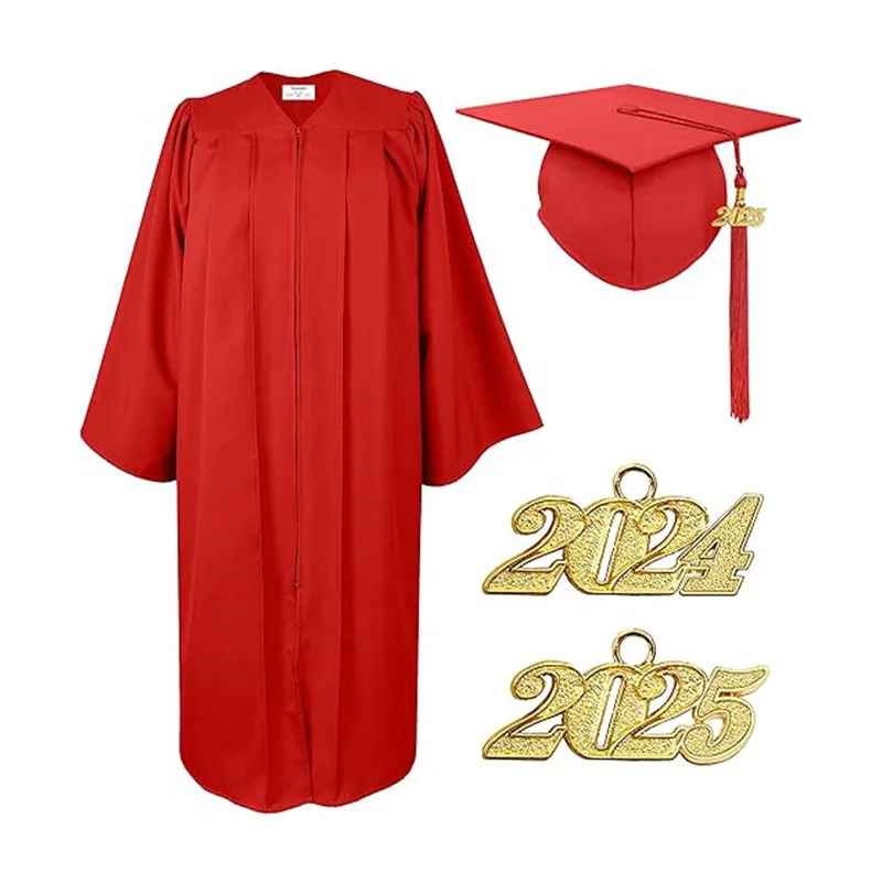Multiple Colors University Graduates Uniform Graduation Cap and Gown Cosplay Student School Graduation Gown With Hat