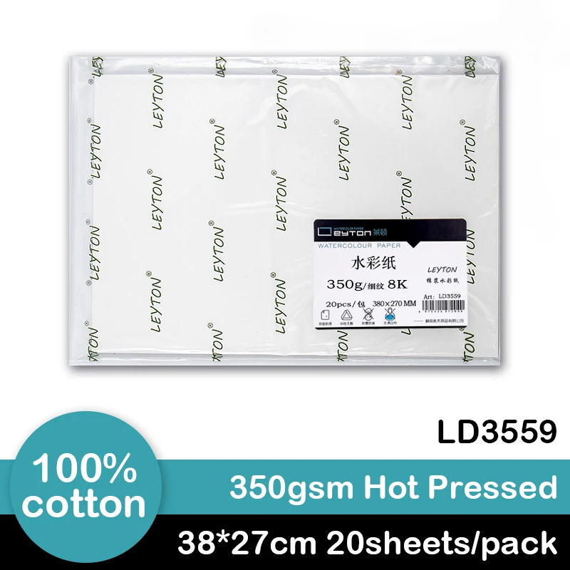 Leyton Watercolour Paper,100% Cotton 350gsm Finest Quality Artists