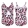 Bikini intero con stampa leopardata rosa per bambini