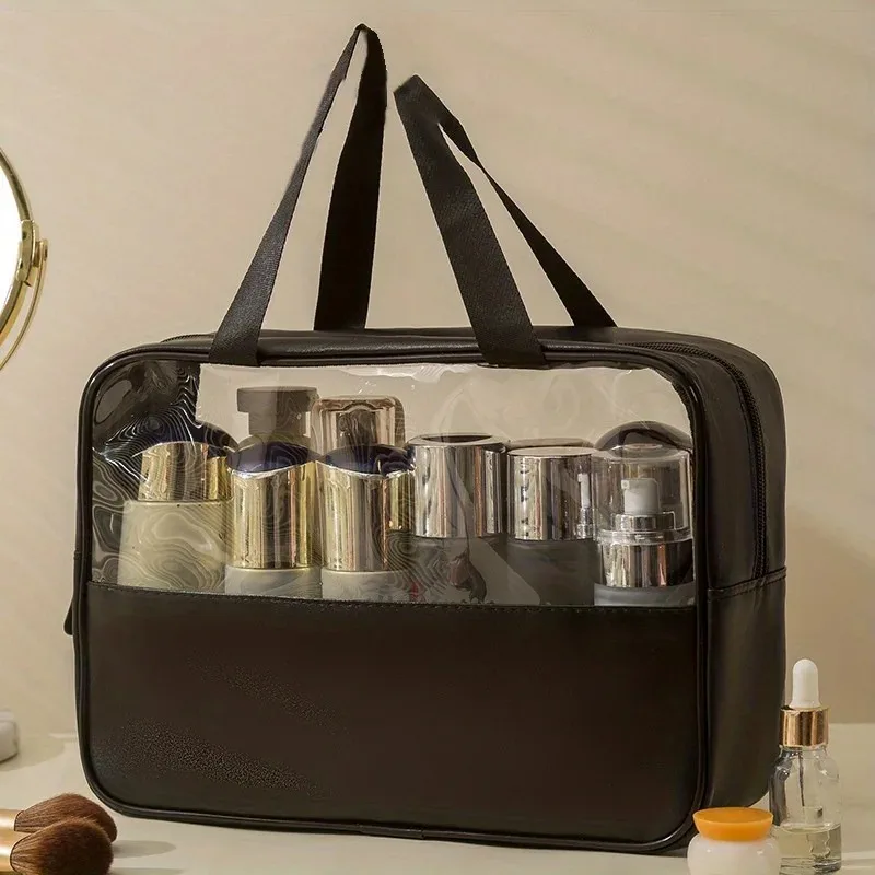 Custom Logo Clear Pvc Travel Wash Toiletry Bag Waterproof Plastic Cosmetic Makeup Bag for Bathroom