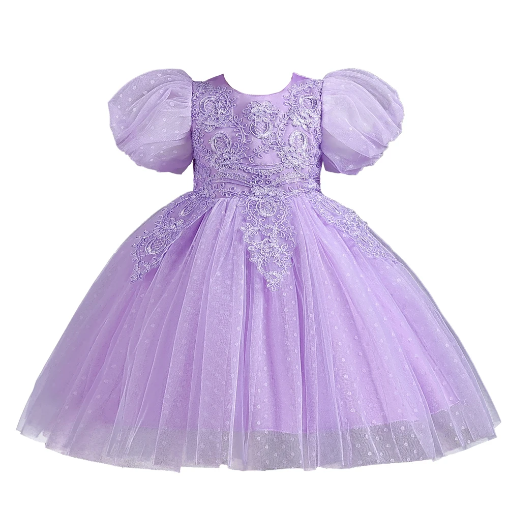 Korean Style Bubble Sleeved Children's Princess Dress Flower Dresses for  Girls of 10 Year Old pink Baby Girl Birthday Dresses