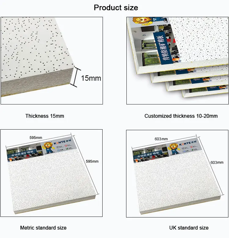 Drop Ceiling Tiles 2x2 Acoustical Suspended Mineral Fiber Ceiling Board Mineral Wool False