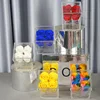 4 rose in scatola acrilica con cassetto