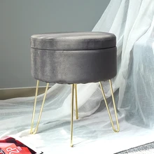 HStex Living Room Chair Furniture Stool Round Shape Sofa Ottoman Gold Metal Stool Legs Coffee Table