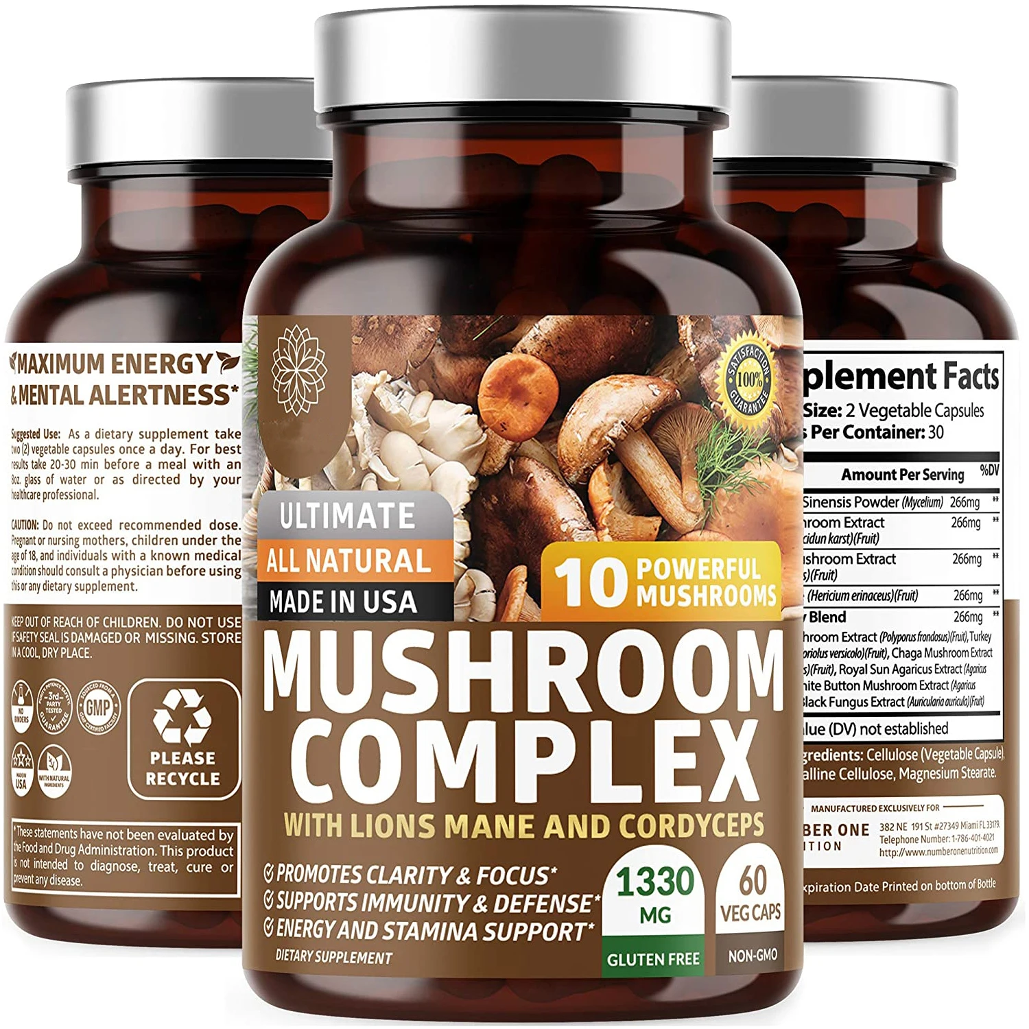 Mushroom Complex Capsule Health Brain Functions Boost Straw Mushroom