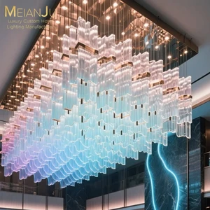 Custom Large Modern Crystal Chandelier Handcrafted Glass LED Lighting 5-Year Warranty Dimmable Indoor Use for Hotels Clubs