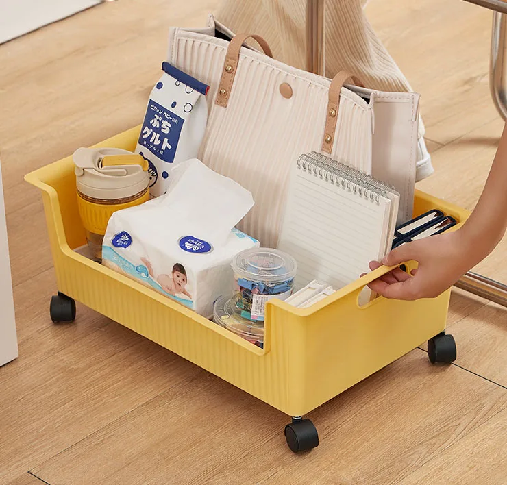 Book organizing box with pulley student dormitory under the desk bag storage box desktop storage basket