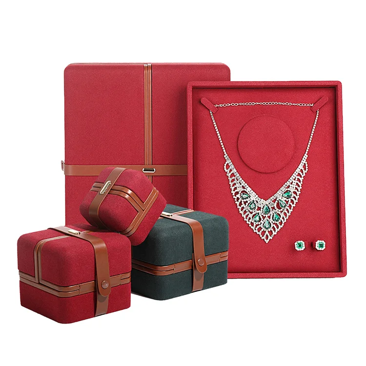 Free Sample Upgraded Leather Jewelry Box Packaging For Fine Jewelry Rings Necklaces Bracelets