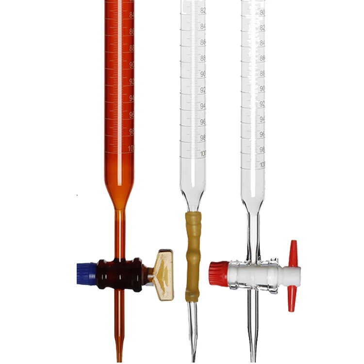 Lab Borosilicate Glass Burette in Various Sizes 10ml 25ml 50ml 100ml for Precise Measurements