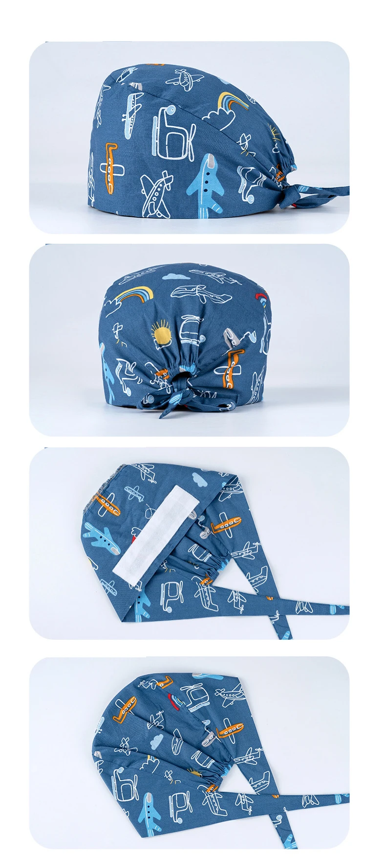 Custom logo Surgical Cap Straps With Buckle Surgical Oral Dental Work Cap Cotton Printed Nurse Cap
