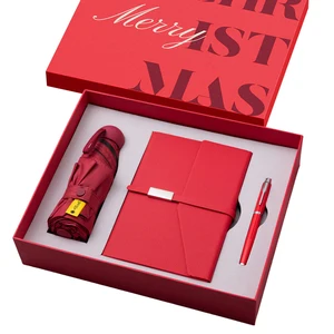 2026 Christmas Gift Set for Kids Eve Colleagues Staff Notebook with Pen and Umbrella Set Unisex Christmas Gift Set