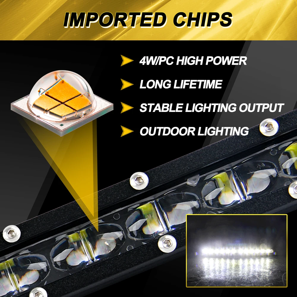 CE ROHS 4x4 светодиодная световая балка для грузовика 8 14 20 22 32 38 44 50 дюймов супертонкая 6D Однорядная