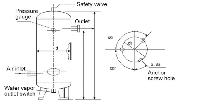 Pressure Vessel Compressed Air Tank 300l 600l 1000l 2000l 8bar 10bar ...