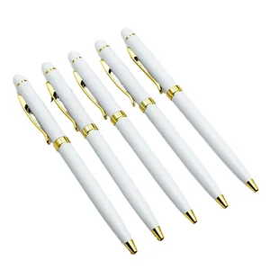 JM Manufacturer-Supplied White Metal Ballpoint Pen Black Ink 1.0mm Tip Customizable Logo Digital Printing for Promotional