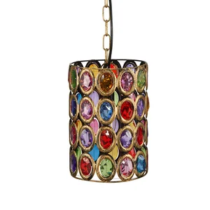 Multicolor Round Pendant Lighting Lamp Hanging for Kitchen Offices Moroccan Jewelled Lantern Mediterranean Crystal Pendant Light