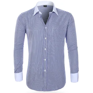 Casual Business Men's Long-Sleeved Slim Shirt for Spring/Summer Plus Size French Cuff with Anti-Wrinkle Twill Fabric