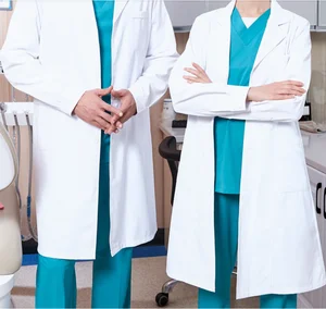 Lab Coat for Men and Women 40" Button Front Closure Unisex Lab Coat with 3 Pockets