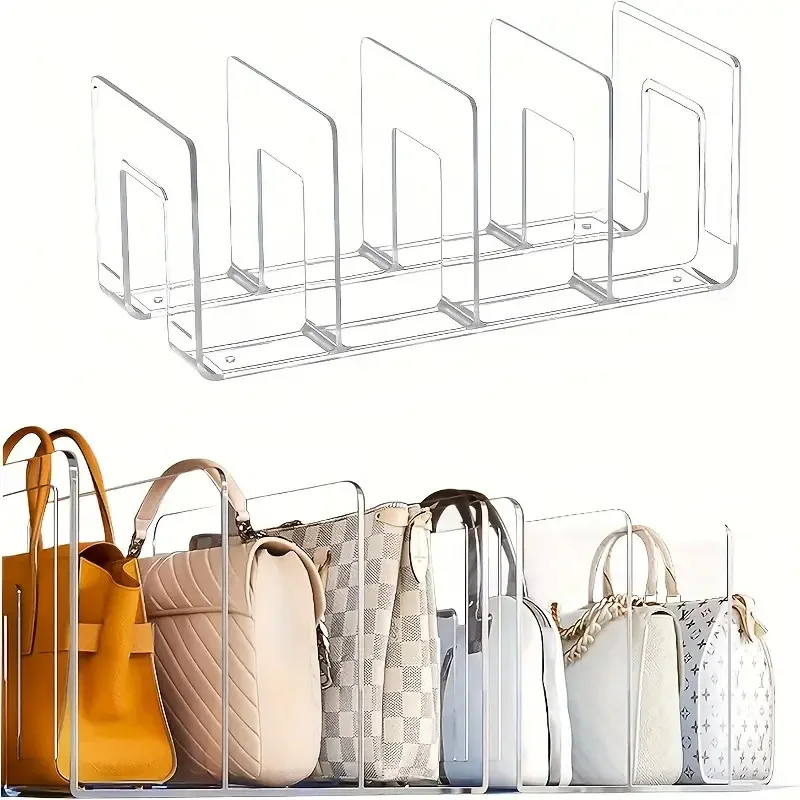 Wholesaler Plastic Bookshelf Handbag Storage Rack Closet Partition Storage Bag Classification for  Bedroom