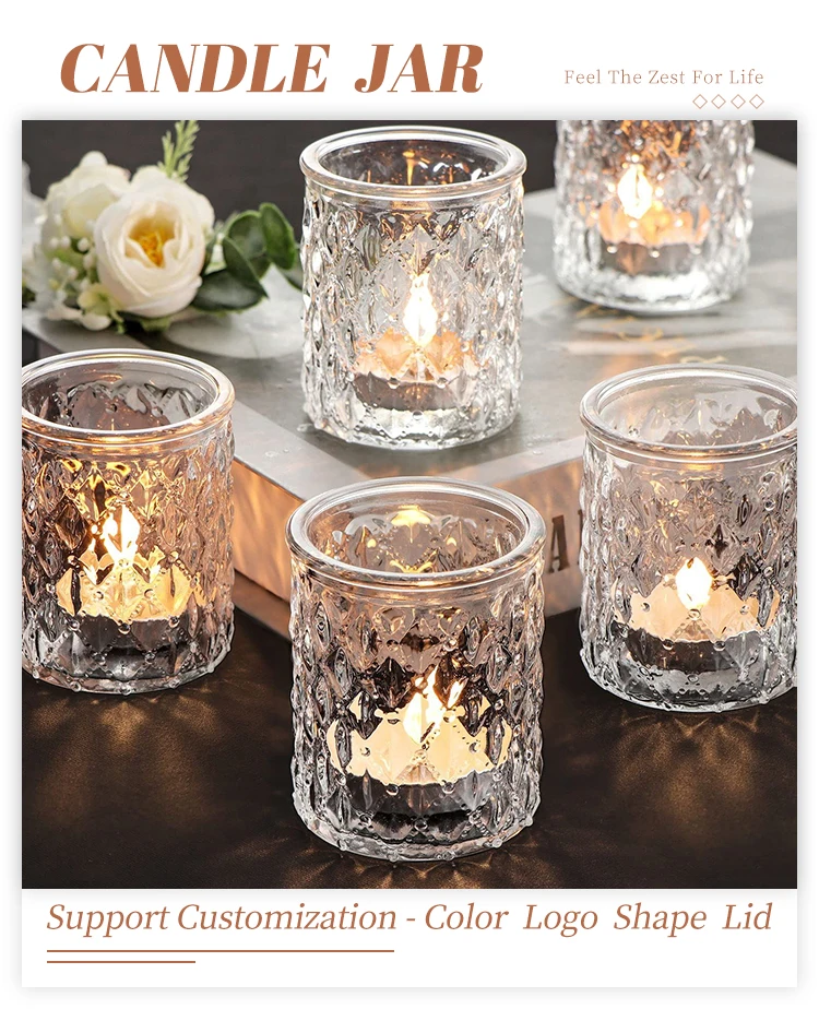 Round Bottom Empty Jars Glass Candle Jar Luxury Custom Candle Jar with ...