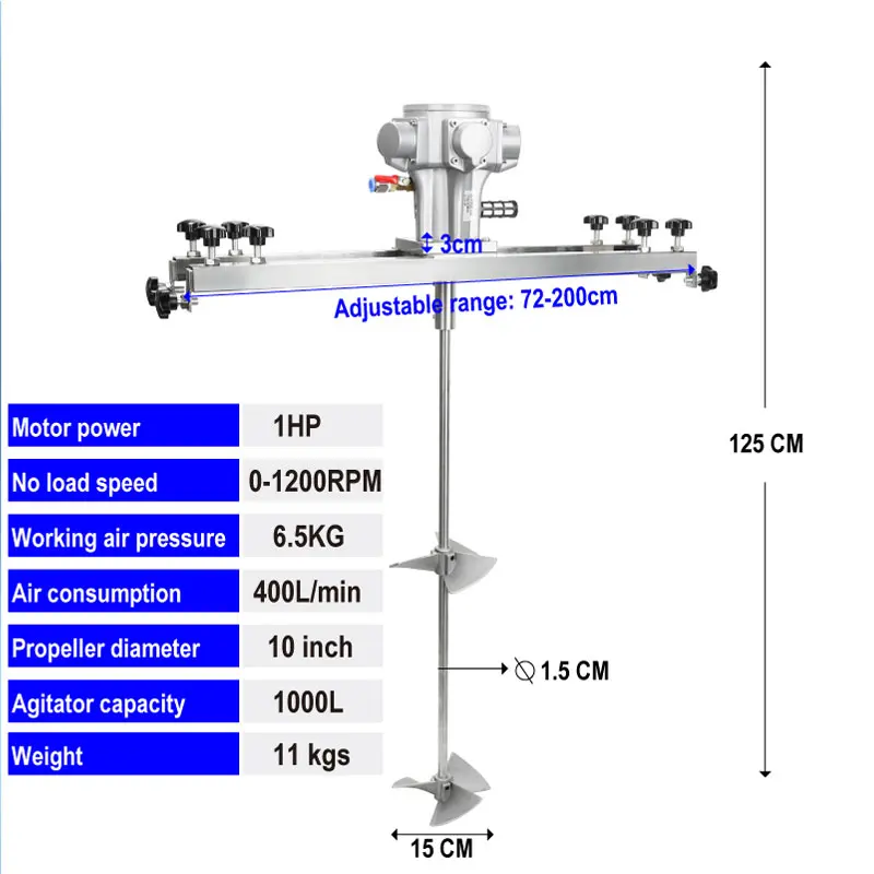 Ibc Tank Industrial Agitator One Ton Barrel Mixer Airtool Powered