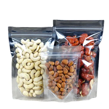 MOQ 100PCS thickened frosted transparent packaging bag Wholesale dried fruit food Self-supporting bag herbal tea sealed bag