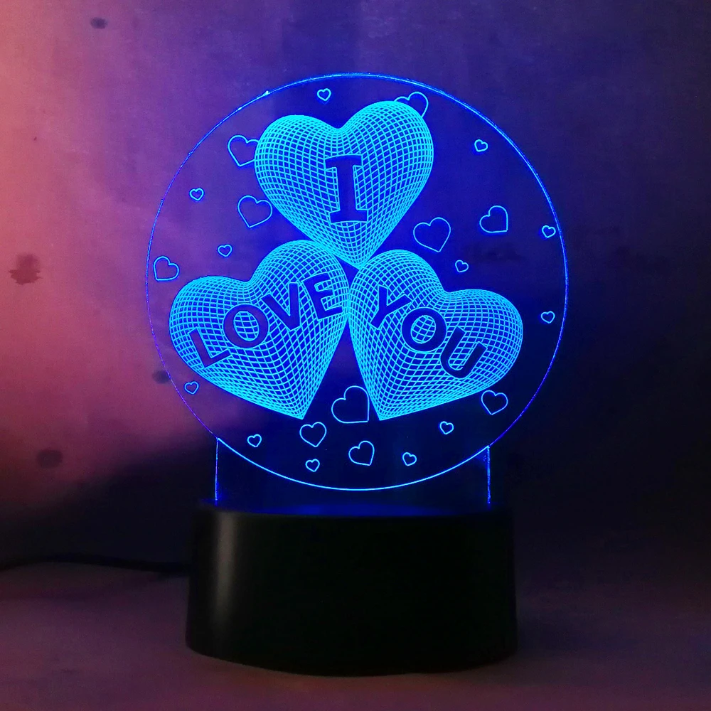 Combination three love wedding decor 3D night light Home bedroom romantic atmosphere bedside lamp Valentine's Day gift preferred