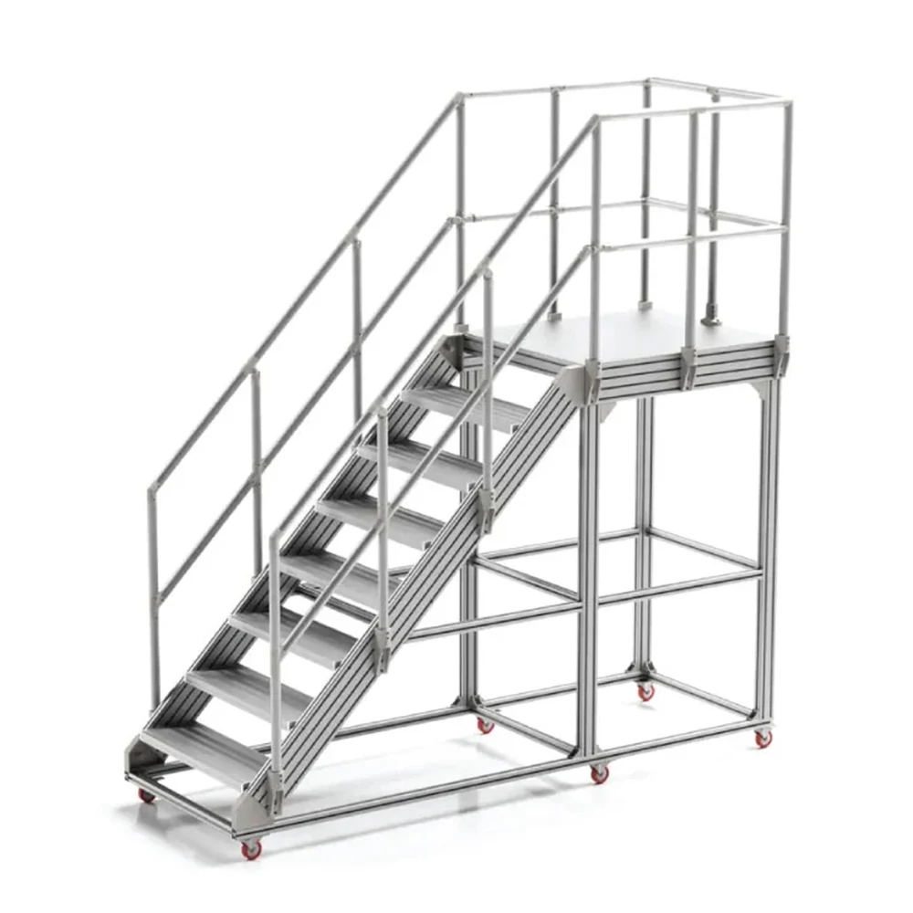Custom Bolt-Together Modular Aluminum Work Platforms with ISO 9001 for Warehouse Mezzanine and Stairs