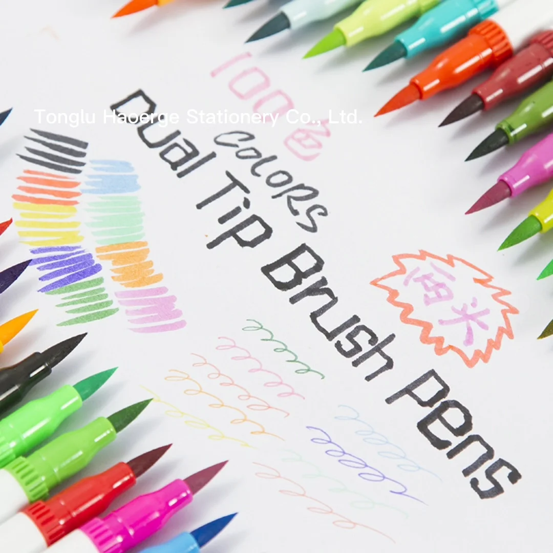 Dual Brush Marker Pens For Coloring,120 Colored Markers,Fine Tip