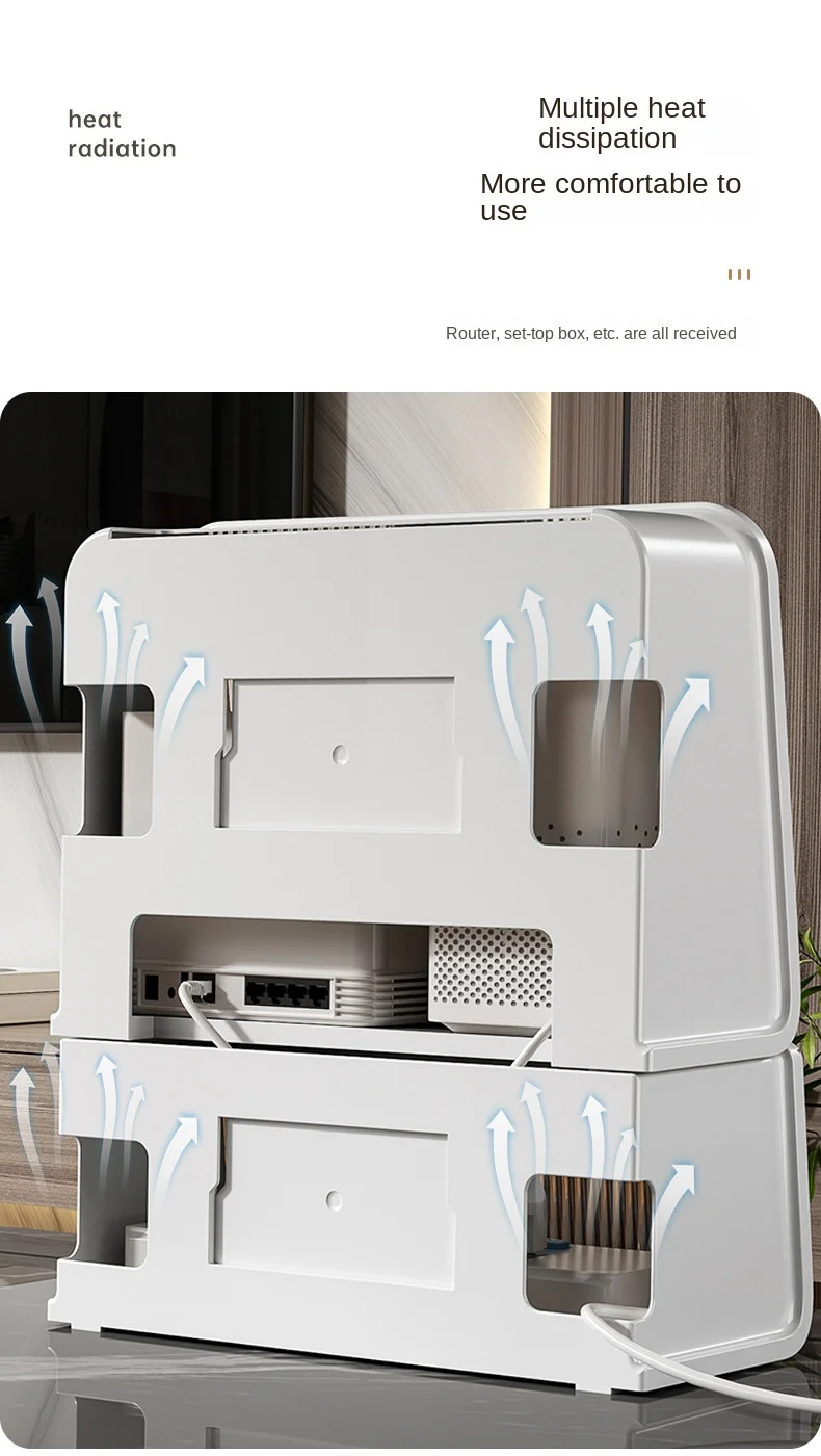 2023 New Style Desktop Socket Storage Plastic Wire TV Set Top Box Wall Hanging Rack Wifi Wireless Router Storage Box