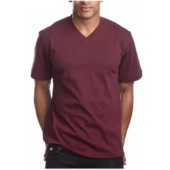 100% cotton Material Comfortable Breathable Quick Dry men's T shirts High Quality V-neck Blank Oversized t-shirt for men