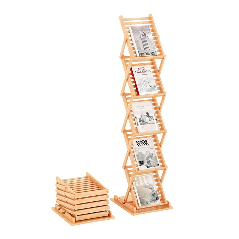 A4 Size Foldable Bamboo Magazine Rack - Perfect for Trade Show