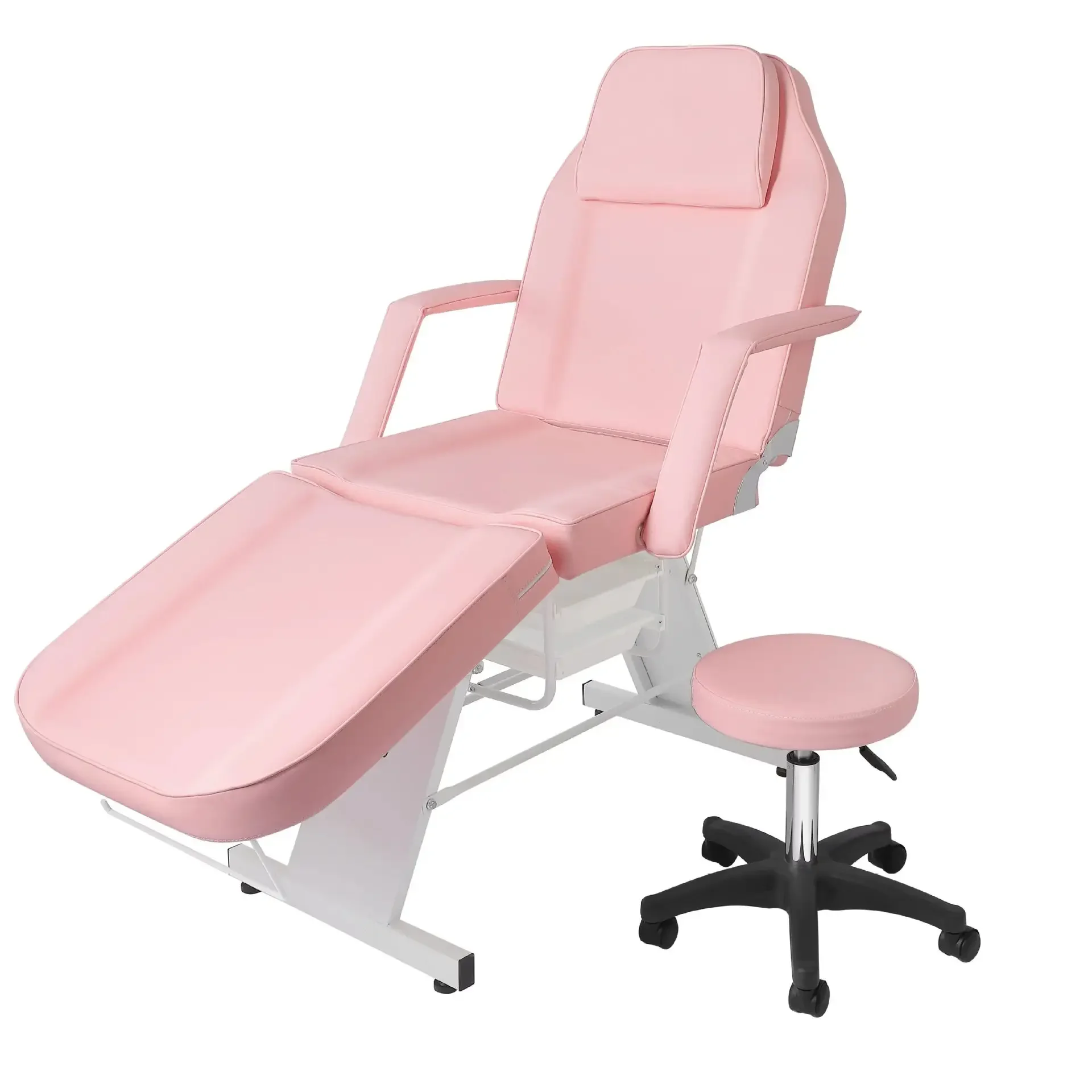 3-Section Multi Purpose Massage Bed Spa Salon Facial Tattoo Chair Bed Pink Tattoo Beauty Salon Bed Barbershop Chair
