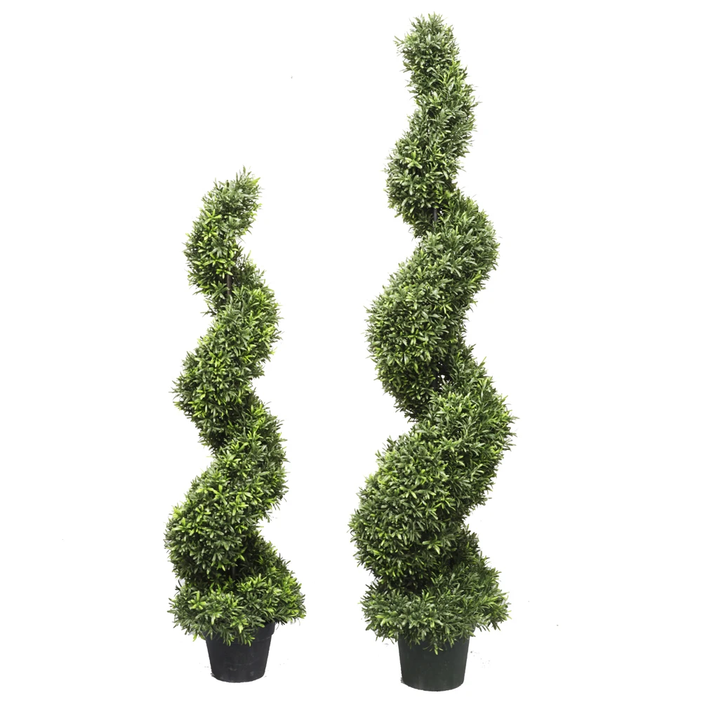 Artificial Plant Tree UV Rated  Milan Rosemary Boxwood Ball Spiral Topiary  Greenery  for Home Garden Decoration
