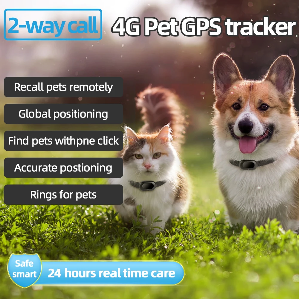 Smart 4G Pet GPS Tracker Factory OEM 1500mAh Long Standby Mini Dog GPS Collar Two Way Communication Free APP Track