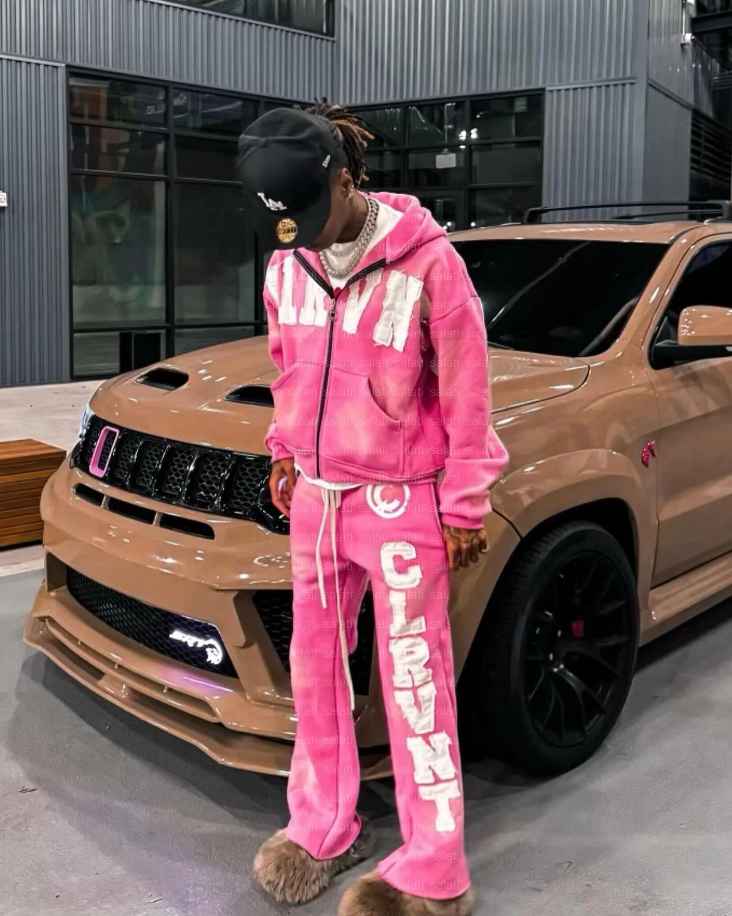 Custom Men Flare Sweatpants and Hoodie Set Embroidery Acid Wash Tracksuit Sun Faded Jogging Suit Distressed Sweatsuit Unisex Set gallery 2