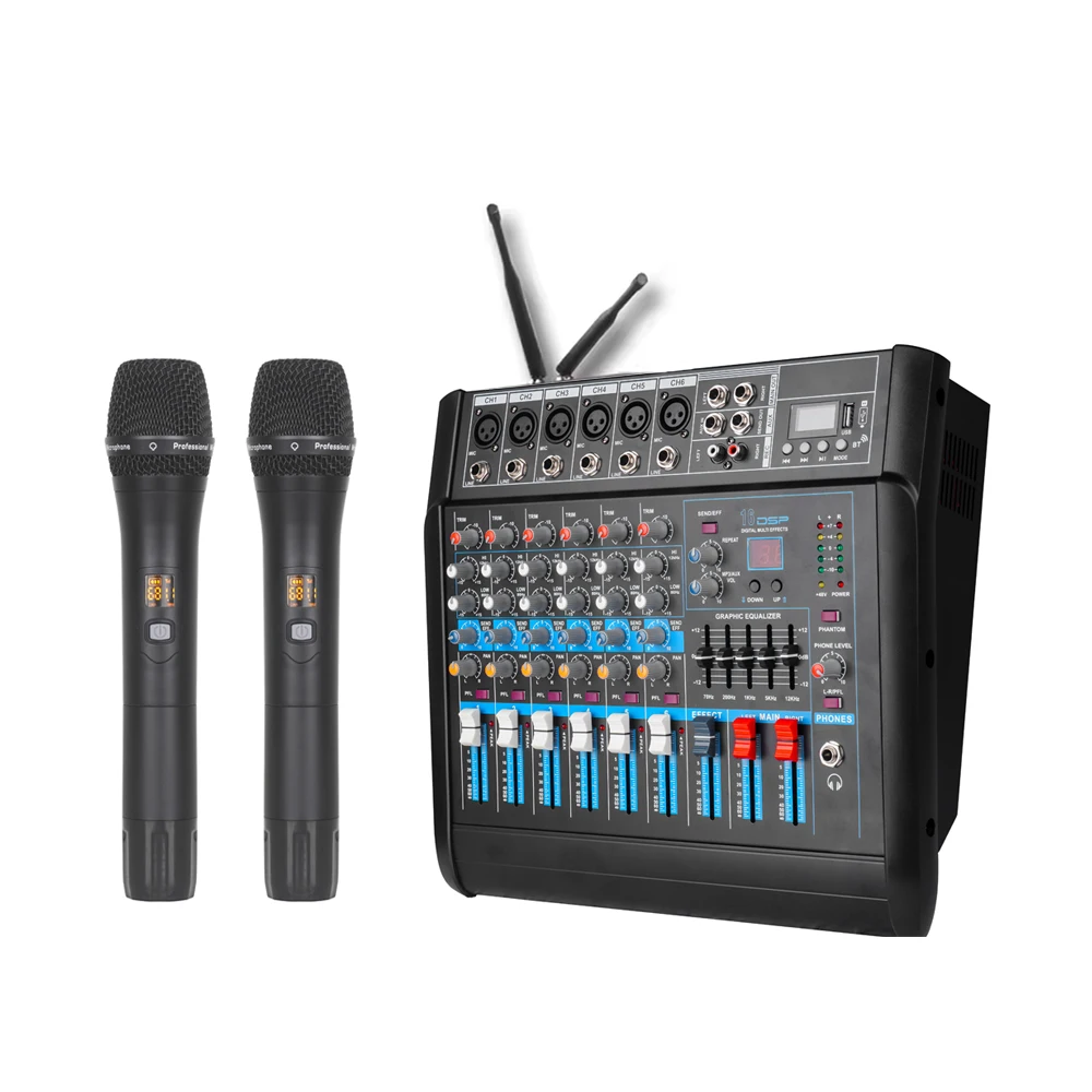 Party Mixing Console with Wireless Microphones Amp