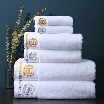 100% Cotton Customized Embroidery 5 Star Hilton Hotel Hand 600gsm Towel Bath Towel 70*140cm for Beauty Spa Gym